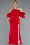 Long Red Plus Size Evening Dress ABU4990