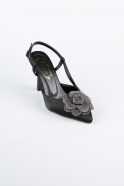 Black Satin Evening Shoe MJ9005