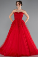 Red Strapless Dantelle Plus Size Haute Couture Dress ABU4453