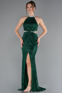 Emerald Green Halter Neck Slit Long Evening Gown ABU4324