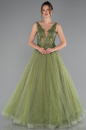 Pistachio Green Embroidered Bodice Dusty Rose Tulle Evening Gown ABU2131