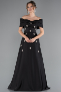 Long Black Satin Evening Dress ABU5015