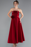 Midi Burgundy Satin Cocktail Dress ABK2363