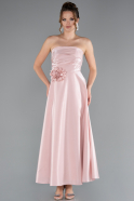 Midi Powder Color Satin Cocktail Dress ABK2363