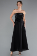 Midi Black Satin Cocktail Dress ABK2363