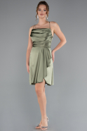 Short Olive Drab Satin Cocktail Dress ABK2366