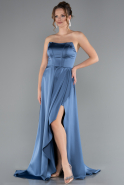 Long Indigo Satin Prom Gown ABU5023