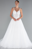Long White Plus Size Wedding Dress ABG142