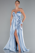 Light Blue Long Satin Evening Dress ABU3674