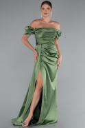 Olive Drab Long Satin Engagement Dress ABU1606