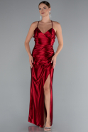 Burgundy Long Satin Prom Gown ABU2800