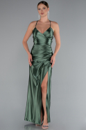 Pistachio Green Long Satin Prom Gown ABU2800