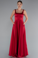 Long Burgundy Satin Prom Gown ABU5059