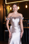 Beige Long Evening Dress ABU4903