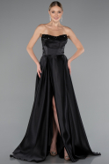 Long Black Satin Evening Dress ABU5064