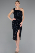 Midi Navy Blue Scaly Party Dress ABK2377