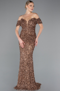 Long Copper Scaly Mermaid Evening Gown ABU4906