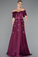 Plum Long Satin Evening Dress ABU5015
