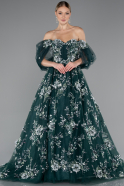 Long Emerald Green Plus Size Engagement Dress ABU5076