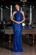 Long Sax Blue Beaded Evening Dress ABU4912