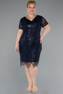 Short Navy Blue Plus Size Cocktail Dress ABK2380
