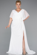 White Long Chiffon Plus Size Evening Dress ABU4911