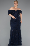 Long Navy Blue Formal Plus Size Dress ABU4947
