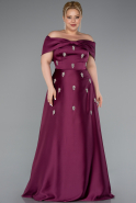 Long Plum Satin Formal Plus Size Dress ABU5072