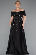 Long Black Satin Formal Plus Size Dress ABU5072