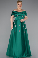 Long Emerald Green Satin Formal Plus Size Dress ABU5072