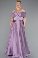 Lavender Long Satin Plus Size Evening Gown ABU4998