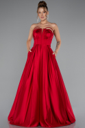 Long Red Satin Prom Gown ABU5105