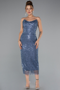 Midi Indigo Scaly Cocktail Dress ABK2389