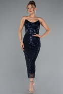 Midi Navy Blue Scaly Cocktail Dress ABK2389