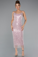 Midi Powder Color Scaly Cocktail Dress ABK2389