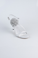 Silver Satin Evening Shoe AB1144