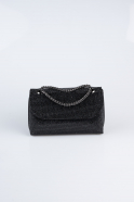 Black Plaster Fabric Night Bag V934
