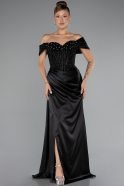 Long Black Satin Evening Dress ABU5130