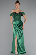 Long Emerald Green Satin Evening Dress ABU5130