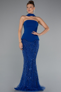 Long Sax Blue Beaded Evening Dress ABU5131