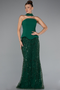 Long Emerald Green Beaded Evening Dress ABU5131