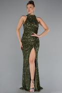 Long Olive Drab Scaly Evening Dress ABU5135