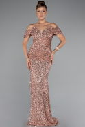 Salmon Long Scaly Mermaid Evening Gown ABU4906