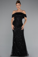 Long Black Beaded Evening Dress ABU5137