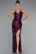 Cherry Colored Long Satin Prom Gown ABU2800