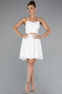 Short White Chiffon Party Dress ABK2352