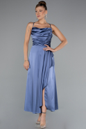 Midi Indigo Satin Invitation Dress ABK1586