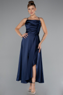 Midi Navy Blue Satin Invitation Dress ABK1586