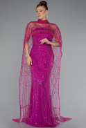 Long Fuchsia Beaded Evening Dress ABU5141