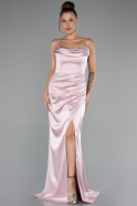 Long Powder Color Satin Mermaid Evening Gown ABU5149